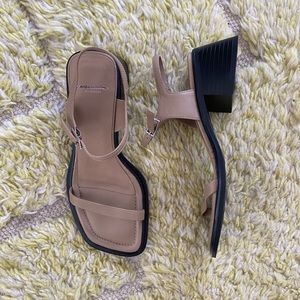 Vagabond ines square toe low block heel strappy ankle sandal leather size 38 7.5